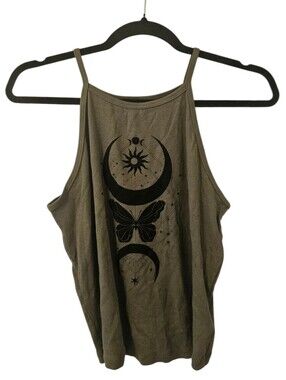 Green and Black Torrid Women's Celestial Fitted Rib High Neck Cropped Cami